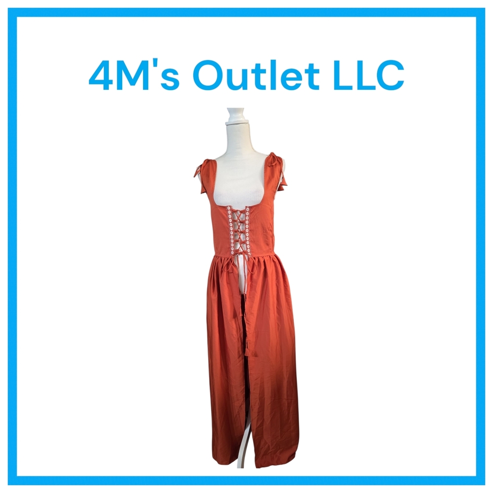 Rust Orange Lace-Up Overdress